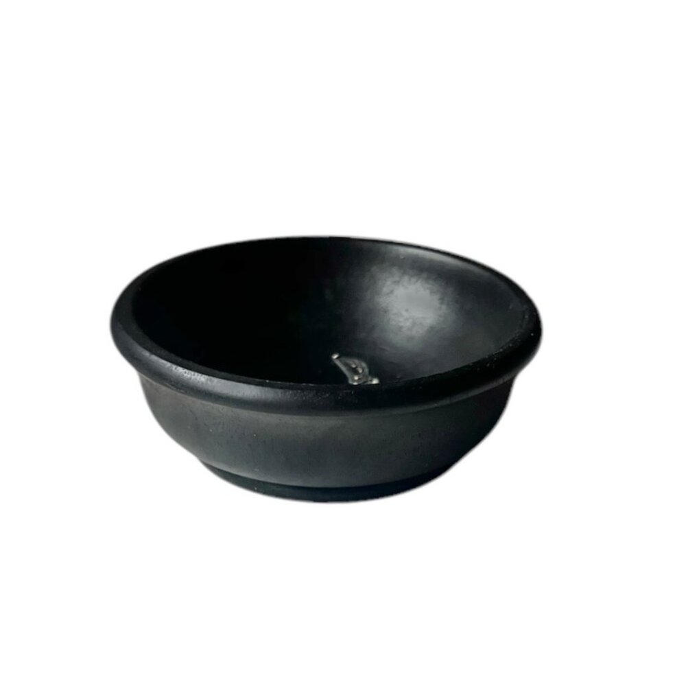 Black Bakelite Isolite Trinket Dish W/ Ornate Silver Initial R Overlay Vintage - Picture 5 of 9